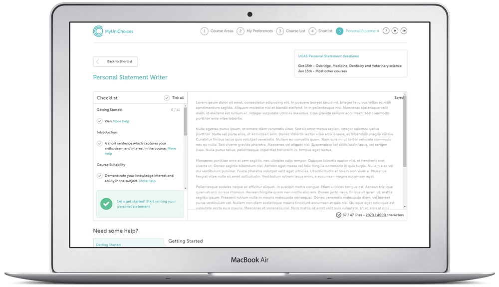 MacBookAir-MUC-ráiteas pearsanta Tairseach mac léinn MyUniChoices