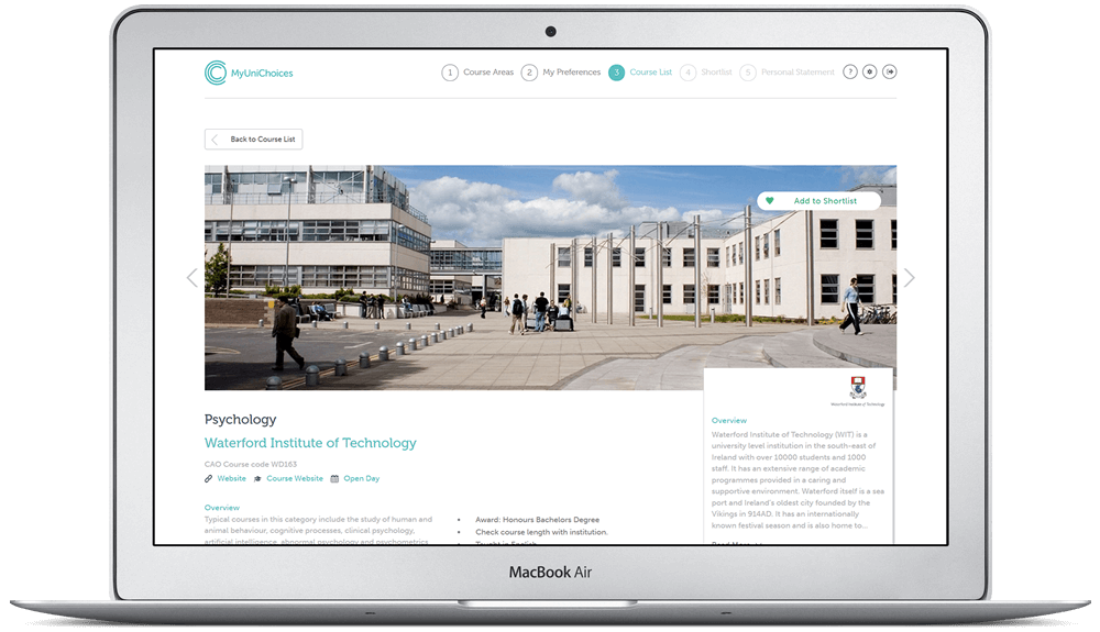 MacBookAir-liosta cúrsaí MyUniChoices